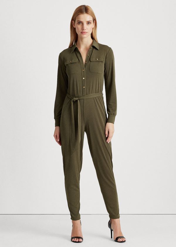 Women's Ralph Lauren Buttoned Jersey Jumpsuits | 047562WYV